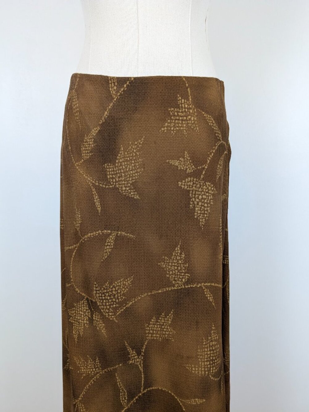 Jones New York 100% Silk Floral Midi Skirt Brown Size 14 - Picture 2 of 13